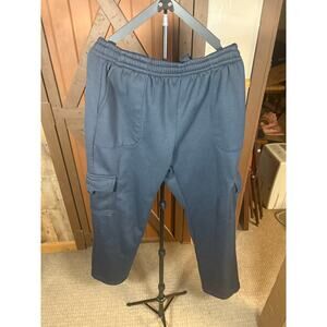 i5 Apparel Men’s Cargo Fleece Sweatpants Navy Blue Size L Drawstring Pockets